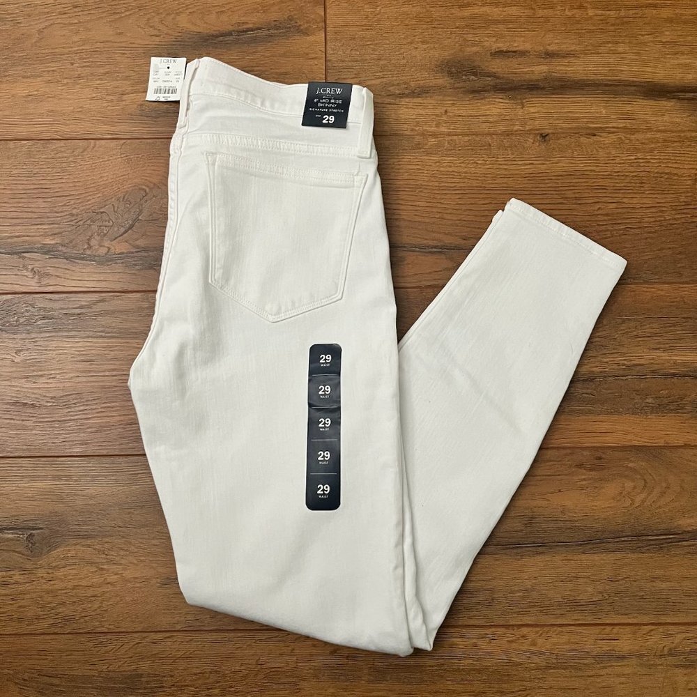 NWT J Crew 8" Rise White Skinny Jean in Signature Stretch